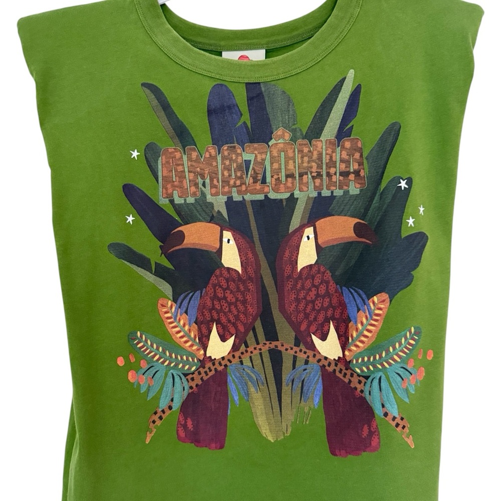 FARM Rio Green Amazonia Tee with Toucan Design